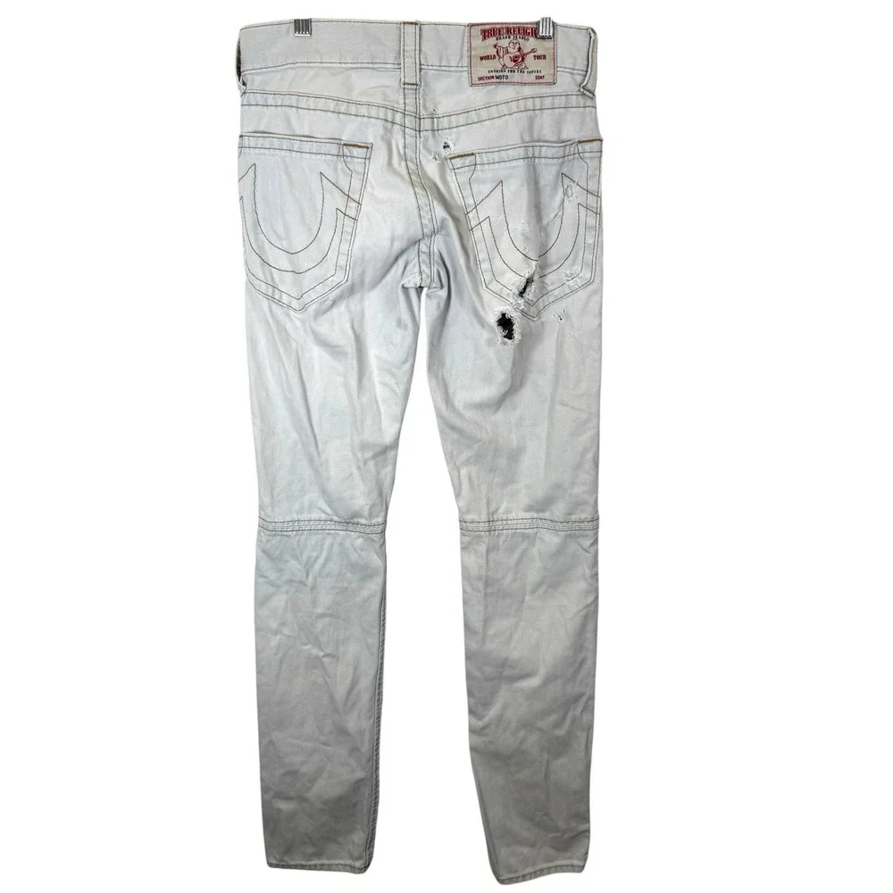 Y2K True Religion Section Moto Stone Jeans Size 30‎ Stone Wash Denim Biker Style